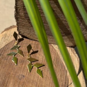 Geometric Leaf-Inspired Gold Earrings