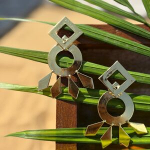 Geometric Diamond and Circle Gold Earrings