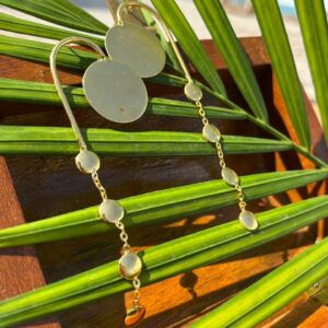 Minimalist Disc and Chain Dangle Gold Earrings