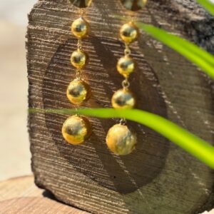 Hollow Teardrop Pearl Dangle Gold Earrings