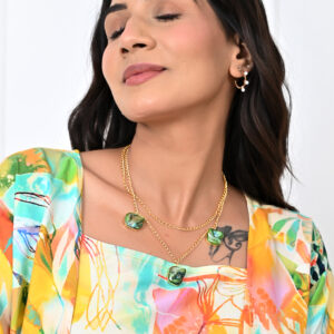 Hollow Circle Pearl Dangle Gold Necklace