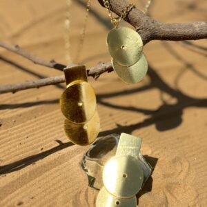 Hollow Teardrop Pearl Dangle Gold Earrings and Necklace Set