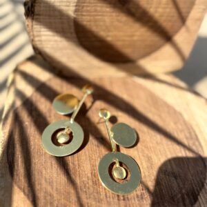 Hollow Diamond Pearl Dangle Gold Earrings