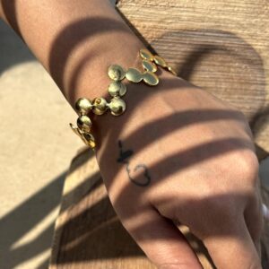 Hollow Diamond Pearl Charm Gold Bracelet