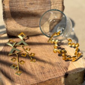 Hollow Teardrop Pearl Dangle Gold Earrings and Bracelet Set